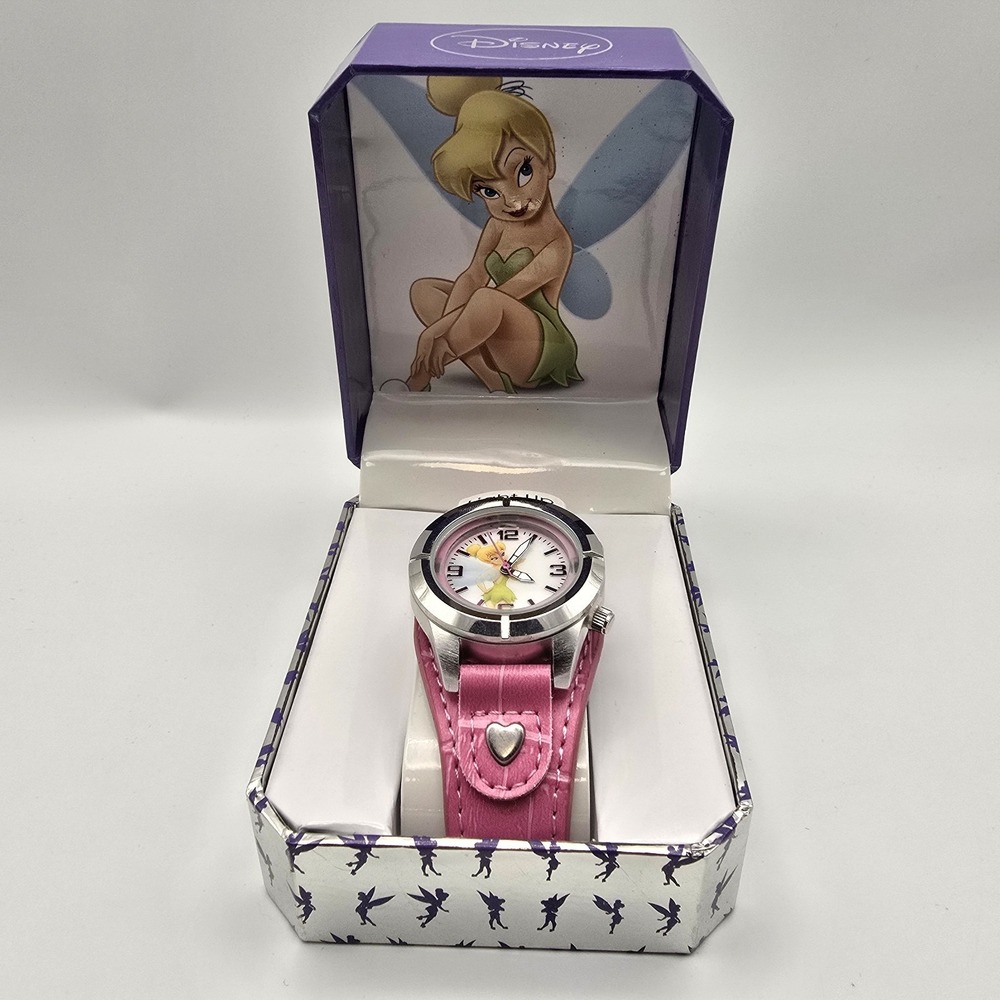 Disney Tinker Bell Light Up Watch Pink Band MZ Berger‎ Box Needs Battery -3522